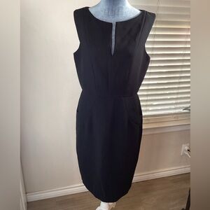 Ellen Tracy Black Notched Neckline Sheath Dress Size 10